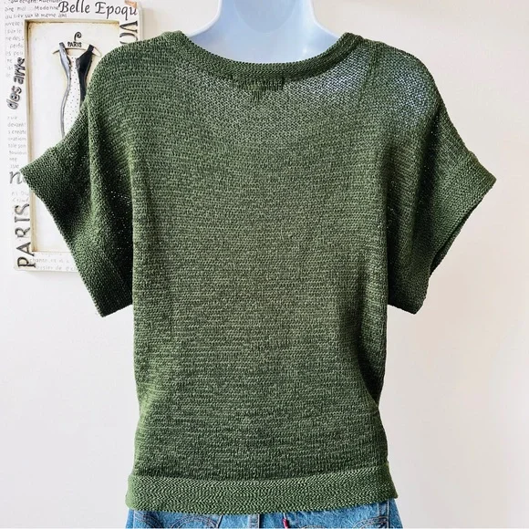 NWT WD•NY Green Short Sleeve Knit Pullover Sweater Size M - Picture 3 of 7